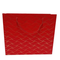 SHOPPER REGALO 31X26X12CM TRAPUNTATA ROSSO E ORO