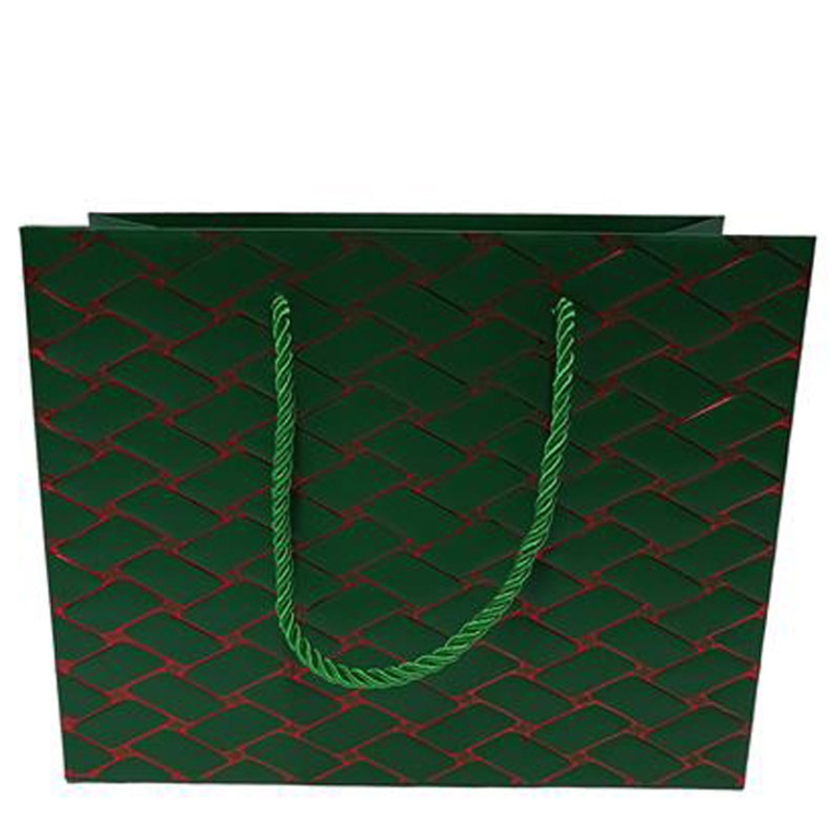 SHOPPER REGALO 23X18X10CM TRAPUNT. VERDE E ROSSO