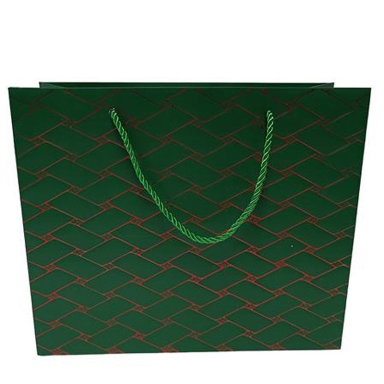 SHOPPER REGALO 31X26X12CM TRAPUNT. VERDE E ROSSO