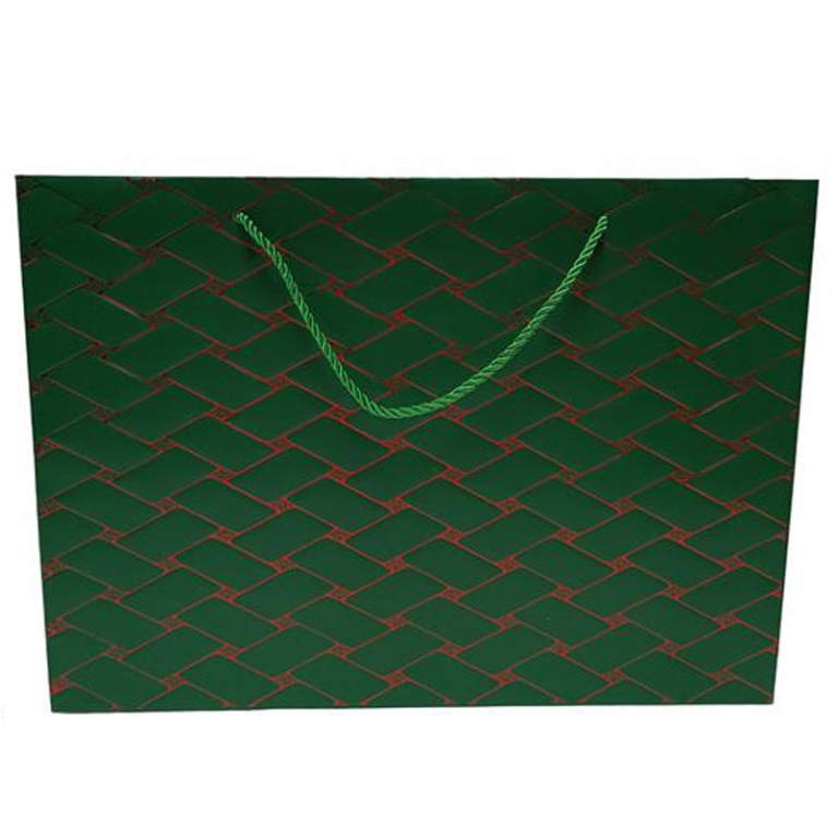 SHOPPER REGALO 42X30X12CM TRAPUNT. VERDE E ROSSO