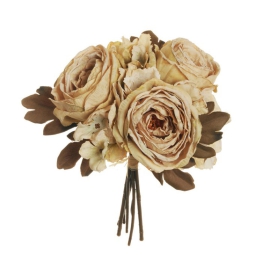 BOUQUET PEONIE 6PZ CREMA ANTICATO H28CM