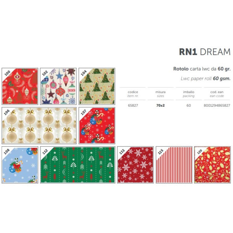 ROTOLO CARTA REGALO 70CMX2MT XMAS RN1 DREAM