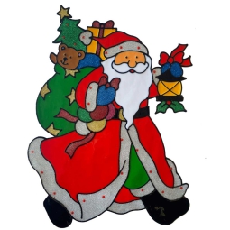 DECORO STICKER 31X47CM   BABBO NATALE GLITTER