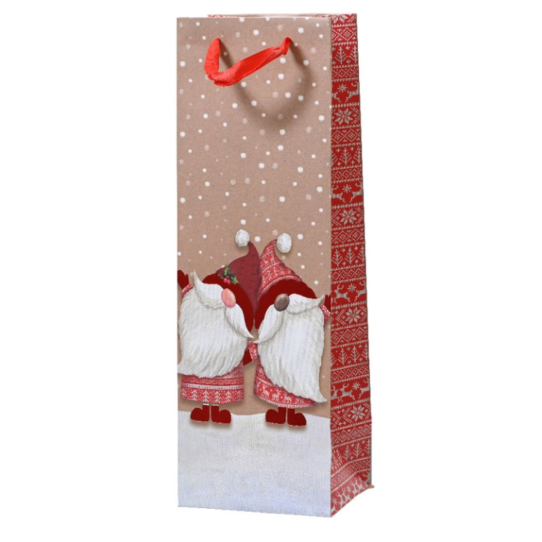 SHOPPER 10X12X36CM VINO  FUNNY BABBO NATALE