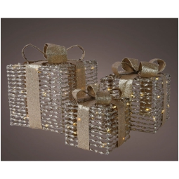 PACCO REGALO RATTAN CON LED SET 3PZ 25/20/15CM