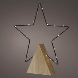 DECORO CONO LEGNO STELLA LED 41,5X47X4,2CM