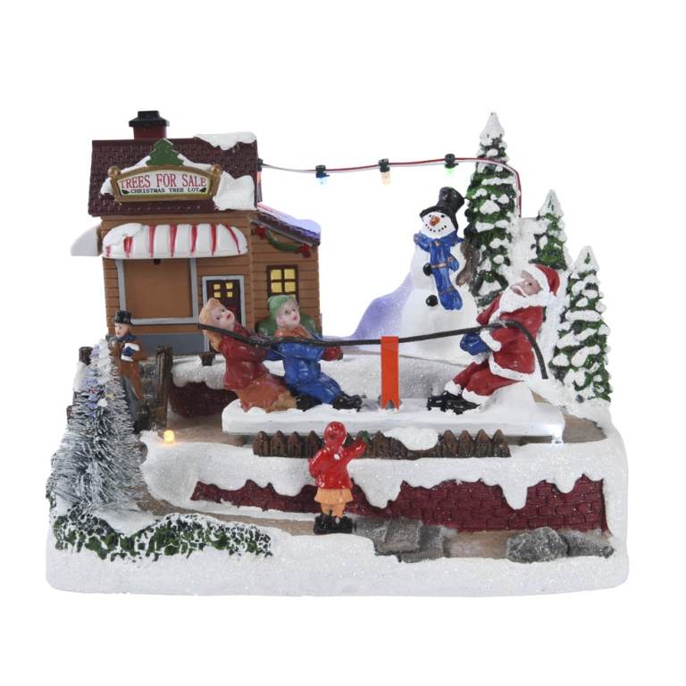 SCENA BABBO NATALE CON   BIMBI H15CM MOVIMENTO