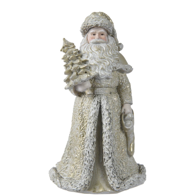 BABBO NATALE CON ALBERO  RESINA H10CM