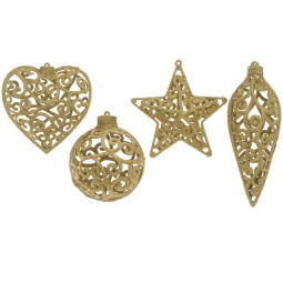 DECORO XMAS ORO H4CM     CUORE/SFERA/STELLA/GOCCIA