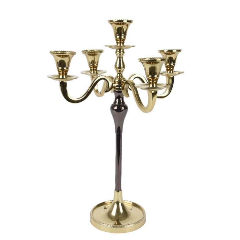 CANDELABRO H38CM NERO/ORO ALLUMINIO