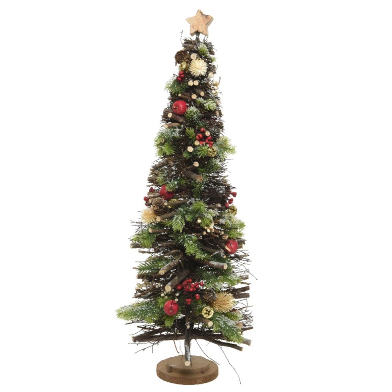 ALBERO MINI H70CM DECORATO PIGNE MELE BACCHE ETC