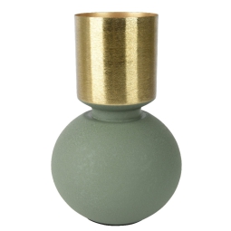 VASO H27CM METALLO VERDE DECORO ORO