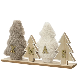 DECORO ALBERI DI NATALE  BASE LEGNO 6X30H16CM