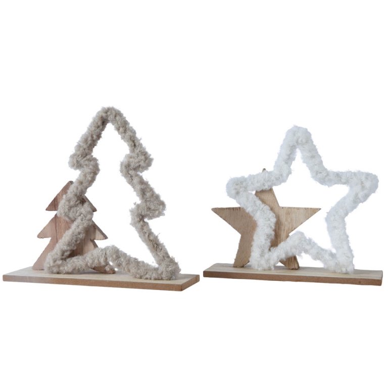 DECORO ALBERO/STELLA ASS BASE LEGNO 6X24H21,5CM