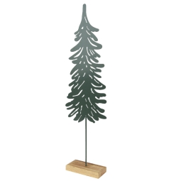 DECORO ALBERO DI NATALE  H58CM VERDE BASE LEGNO