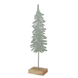 DECORO ALBERO DI NATALE  H37CM VERDE BASE LEGNO