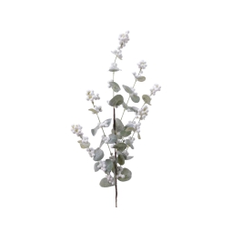 FIORE RAMO  H75CM BACCHE E GLITTER BIANCO