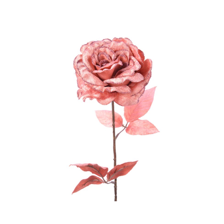 FIORE ROSA H60CM GLITTER VELLUTO ROSA FORTE