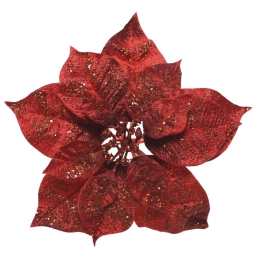 FIORE STELLA NATALE D26CMROSSO GLITTER CON CLIP