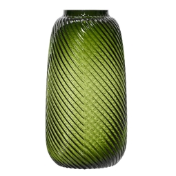 VASO VETRO D17,5H32CM    DECORO ONDE VERDE