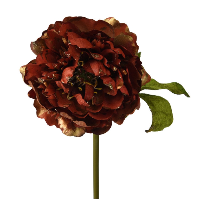 RAMO PEONIA H53CM ROSSO  SCURO