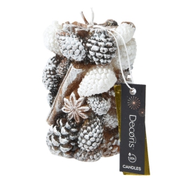 CANDELA D7H10CM DECORO   PIGNE INNEVATE