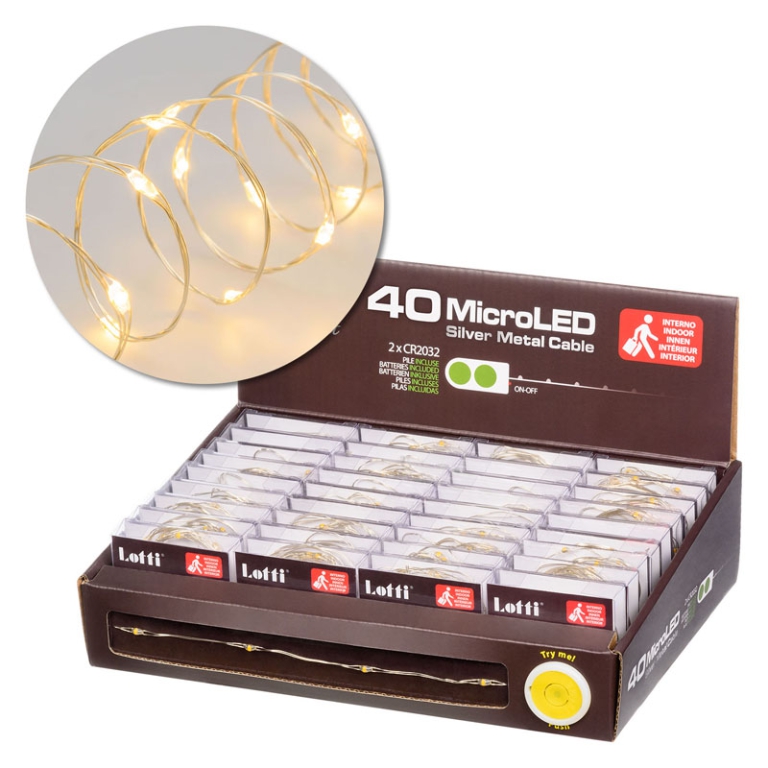 LUMINARIA 40 MICROLED 2M  BIANCO CALDO A BATTERIA 3