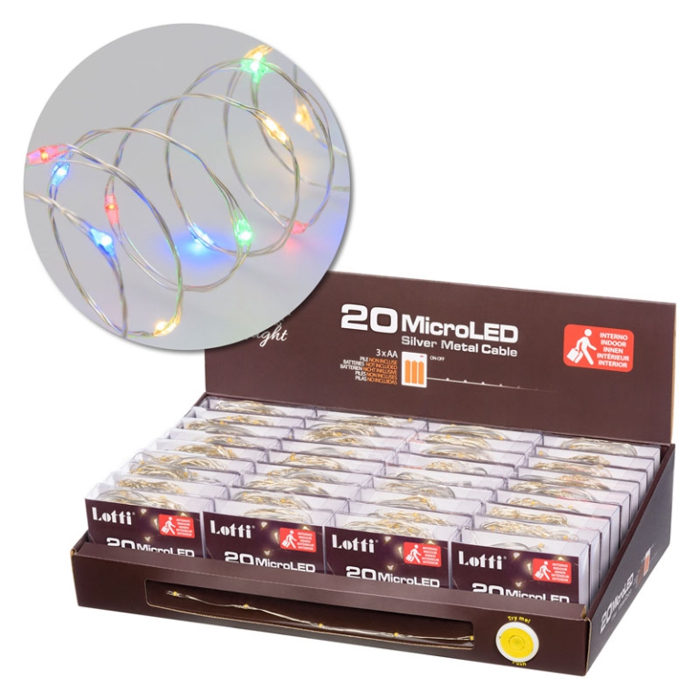 LUMINARIA MICROLED 20L MULTICOLORE L1,9MT BATTERIA 2