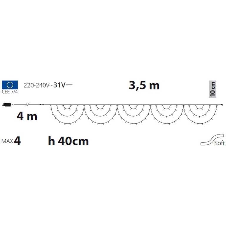 LUMINARIA TENDA 115LED 4M LUCE CALDA 3