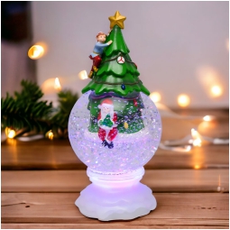 SFERACQUA LED D11H23CM   BABBO NATALE E ALBERO