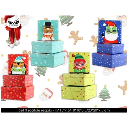 SCATOLE REGALO ANIMALI   SOGGETTO ASSORTITI XMAS 3PZ