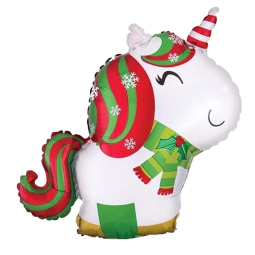 PALLONCINO UNICORNO XMAS METALLIZZATO 33X85CM