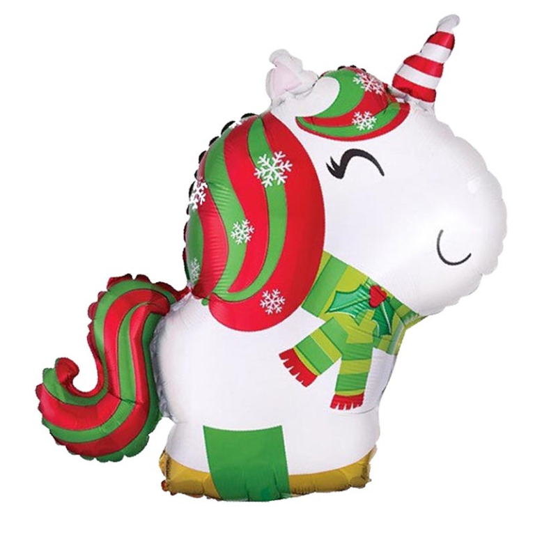 PALLONCINO UNICORNO XMAS METALLIZZATO 33X85CM