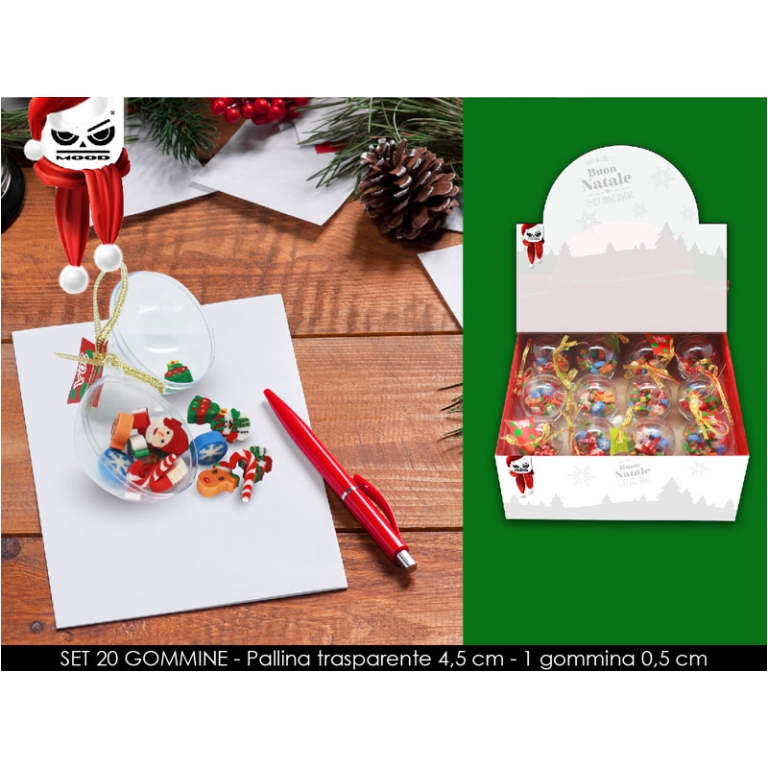 PALLINA CON GOMMINE 12PZ XMAS SOGGETTO ASSORTITI EXPOBANCO