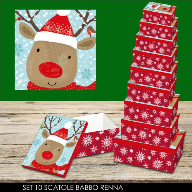 SCATOLE MATRIOSKA SET 10PZ ROSSO RENNA FUNNY