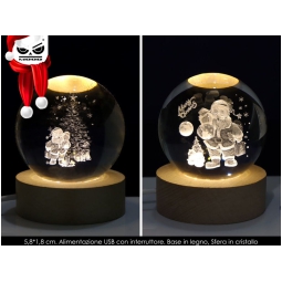 SFERA LUMINOSA BABBO NATALE 3D 5,8X1,8CM