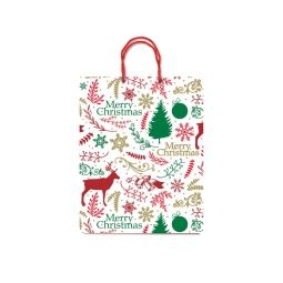 SHOPPER 20X25X10CM MANICI CORDA FORESTA NATALE