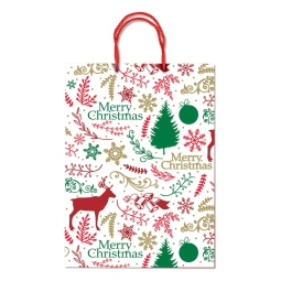 SHOPPER 30X40X12CM MANICI CORDA FORESTA NATALE