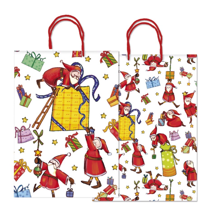 SHOPPER 20X25X10CM MANICI CORDA XMAS 407D