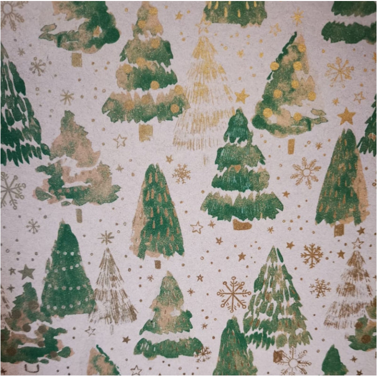 CARTA REGALO 70X100CM    10FG XMAS ALBERI VERDI