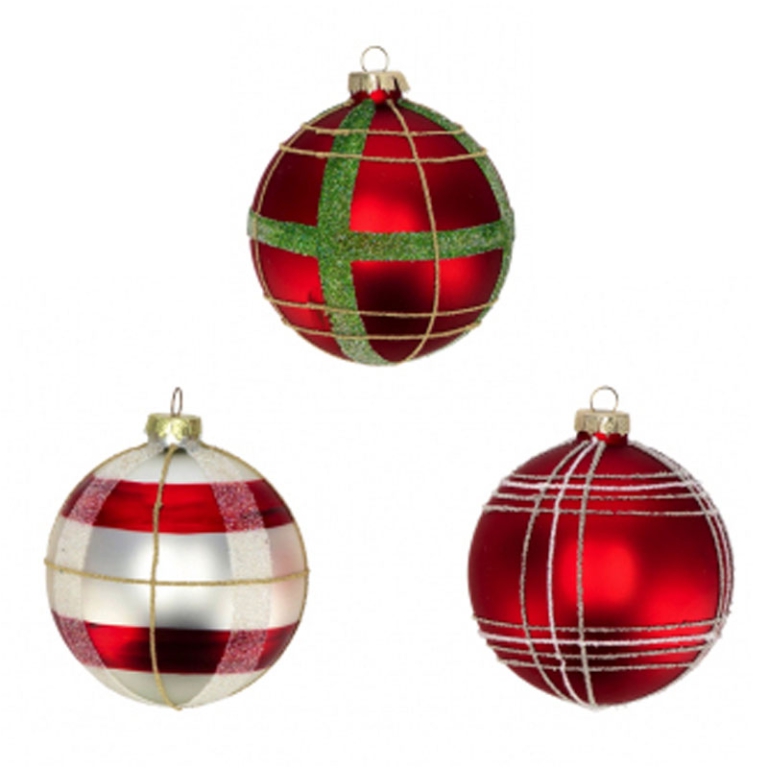 SFERA VETRO TARTAN D10CM 6PZ SOGGETTI ASSORTITI