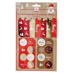 KIT TARGHETTE E ETICHETTE ADESIVE XMAS ASSORTITE