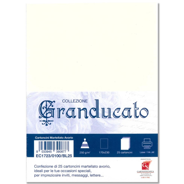 CARTONCINI 17X11,5 LIBRO AVORIO MARTELLATO 250GR 25PZ